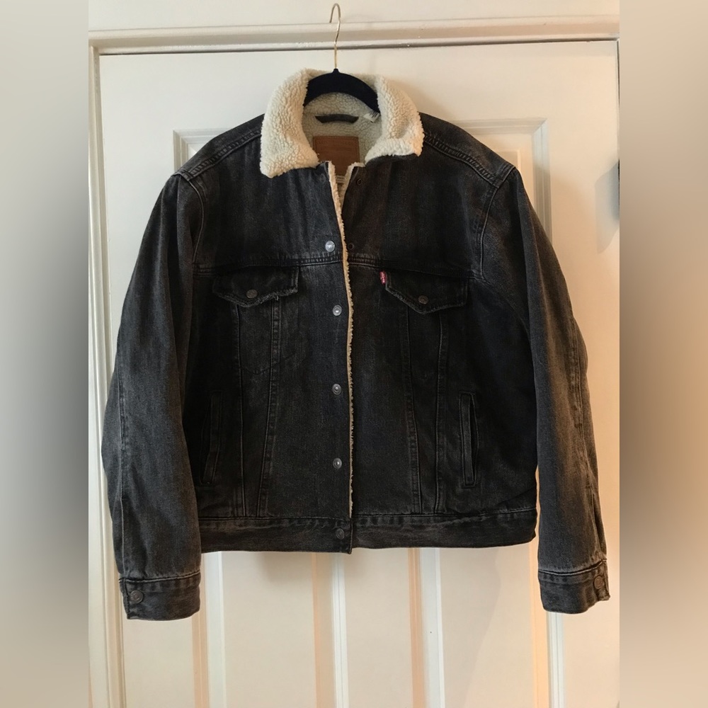 Levi’s Premium EX-BOYFRIEND SHERPA TRUCKER JACKET Grey Sz XL